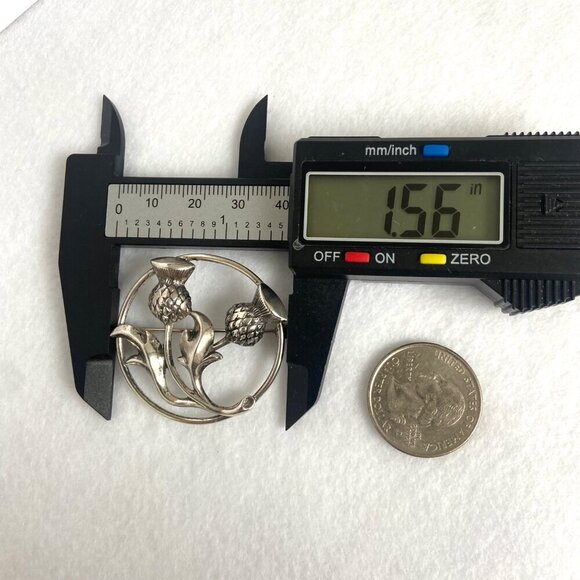 VTG Signed BEAU Sterling Silver 925 1.5" Round Thistle Brooch Flower Brooch - Picture 15 of 16